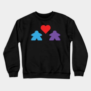 Blue And Purple Meeple Couple Board Game Valentine's Day Crewneck Sweatshirt